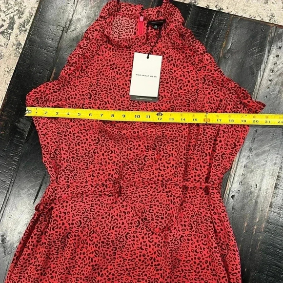 WHO WHAT WEAR LEOPARD PRINT HALTER NECK DRESS SIZE XL - Picture 5 of 6